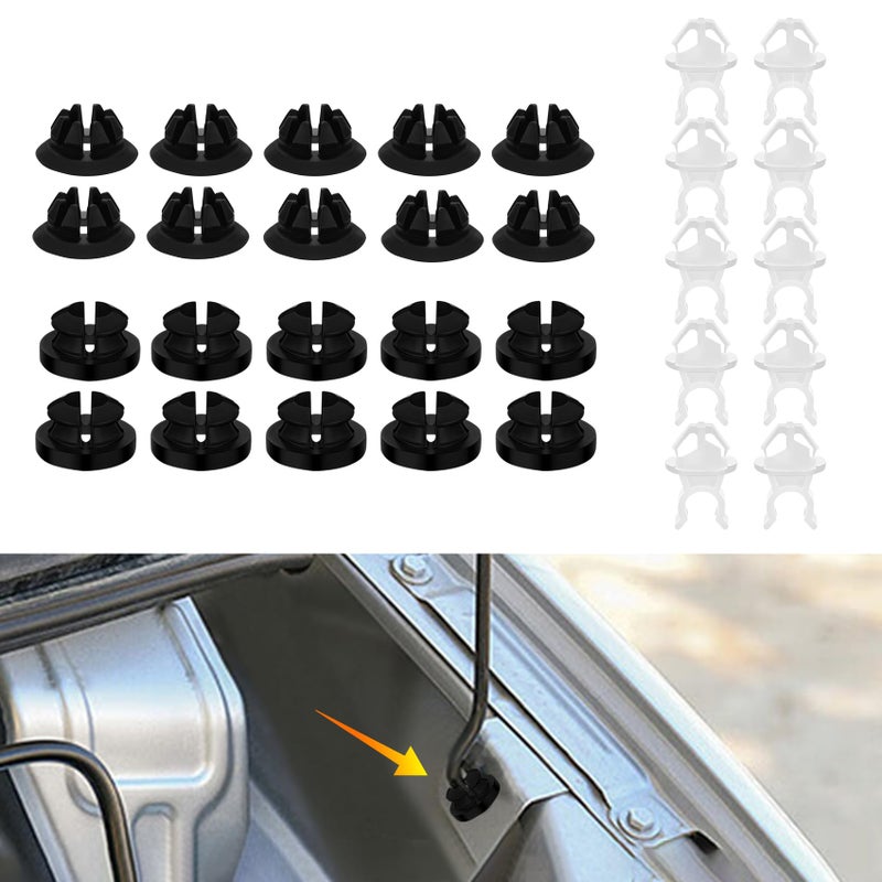 Lecctso 30PCS Hood Prop Rod Holder Car Hood Support Clips Black White Hood Rod Grommet Clips 91503SS0003 Car Accessories Engine Hood Stay Clips Compatible with Honda Accord Odyssey Acura